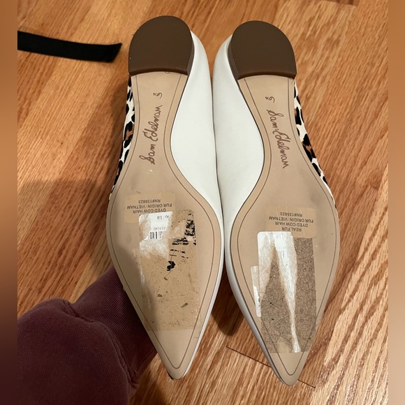 Sam Edelman Half Animal Print Half White Leather Pointed Toe Flats Size 6.5 - Picture 2 of 2
